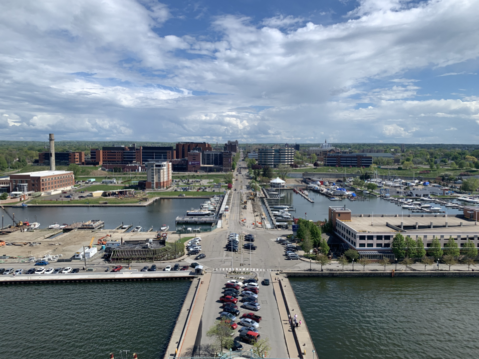Erie skyline from an observation deck.