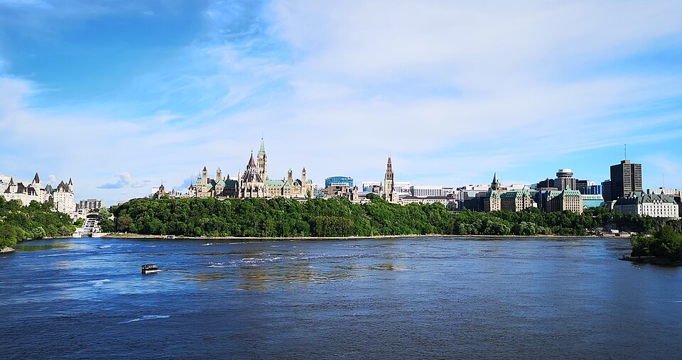 Parliament Hill and the Ottawa River.
