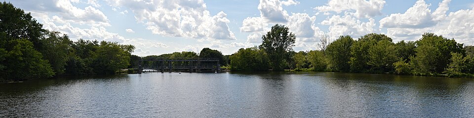 Speed River at Wellington Dam in Guelph, Ontario, July 29, 2020.