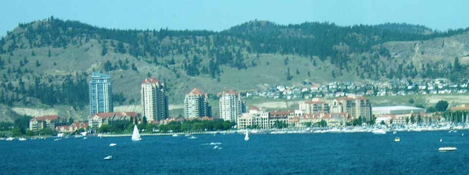 Summer Kelowna skyline across Okanagan Lake.