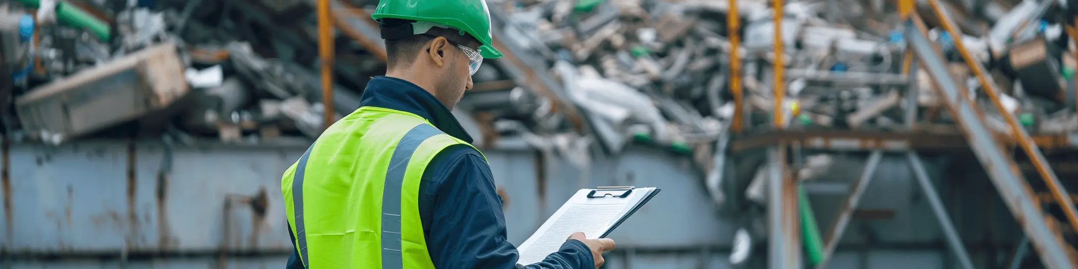 A man in a safety vest holding a clipboard