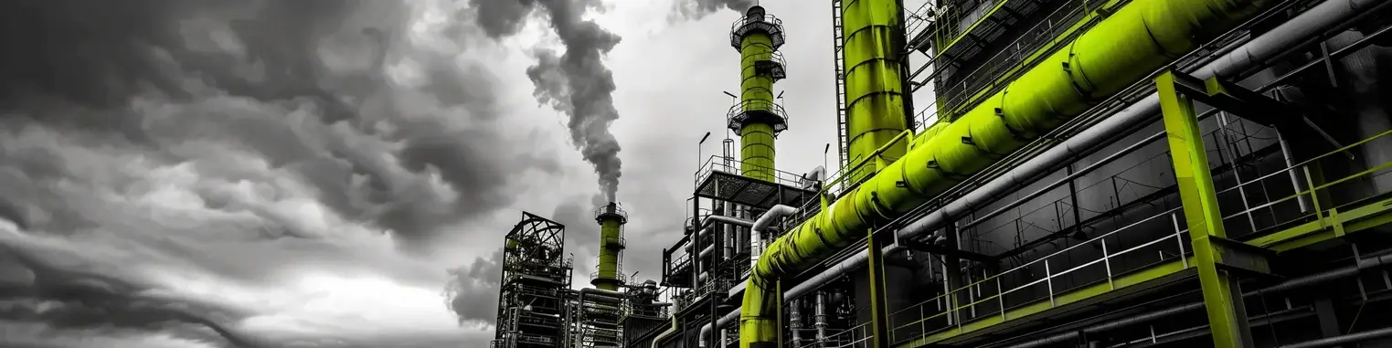 A black and white photo of a factory with smoke coming out of it
