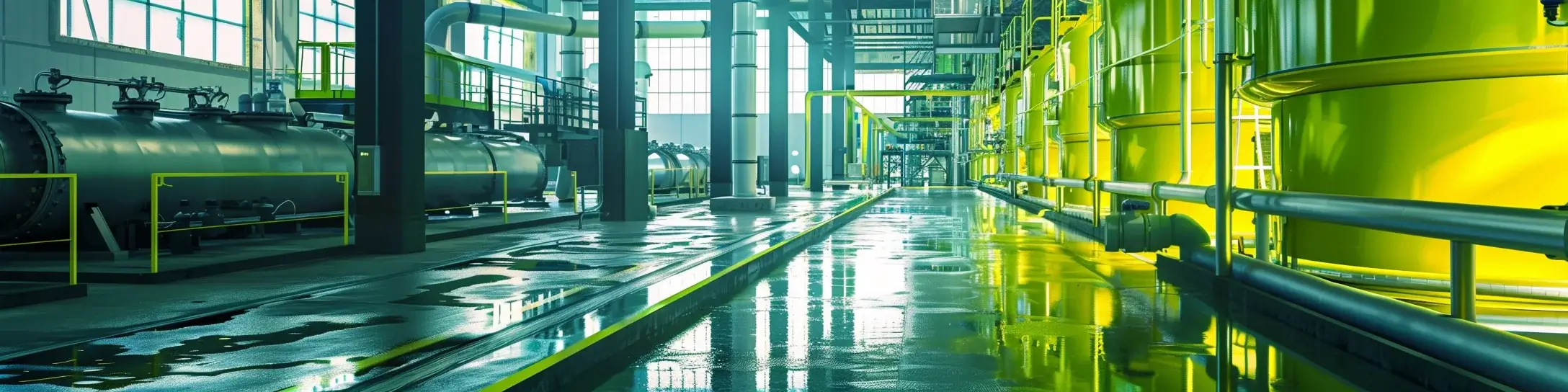 A factory with a lot of yellow pipes