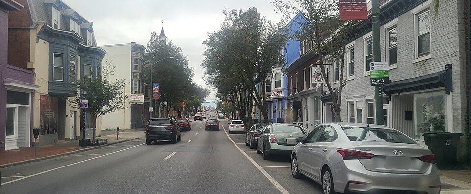 Downtown architecture on Franklin Street in Hagerstown.