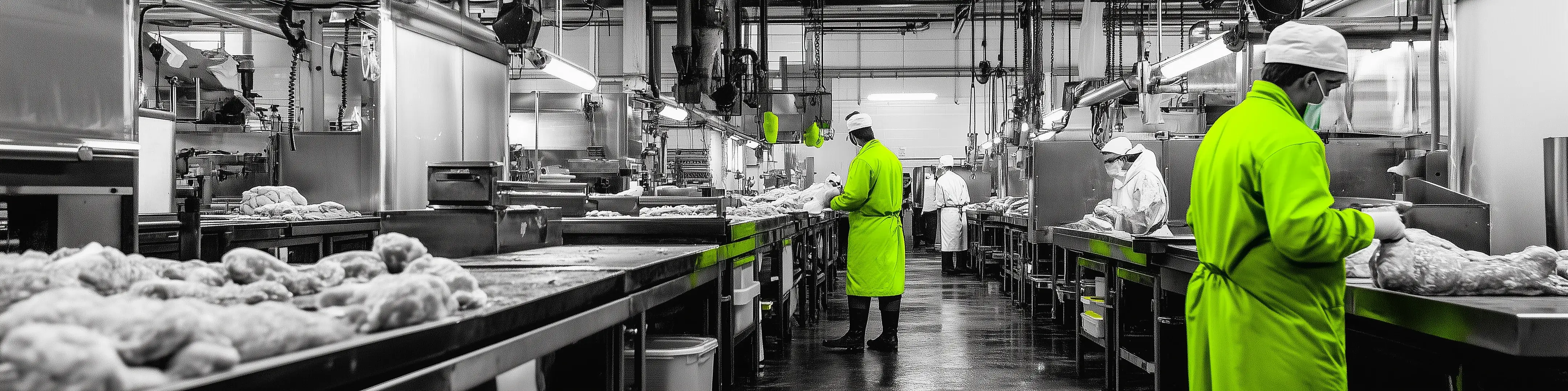 A black and white photo of workers in a factory