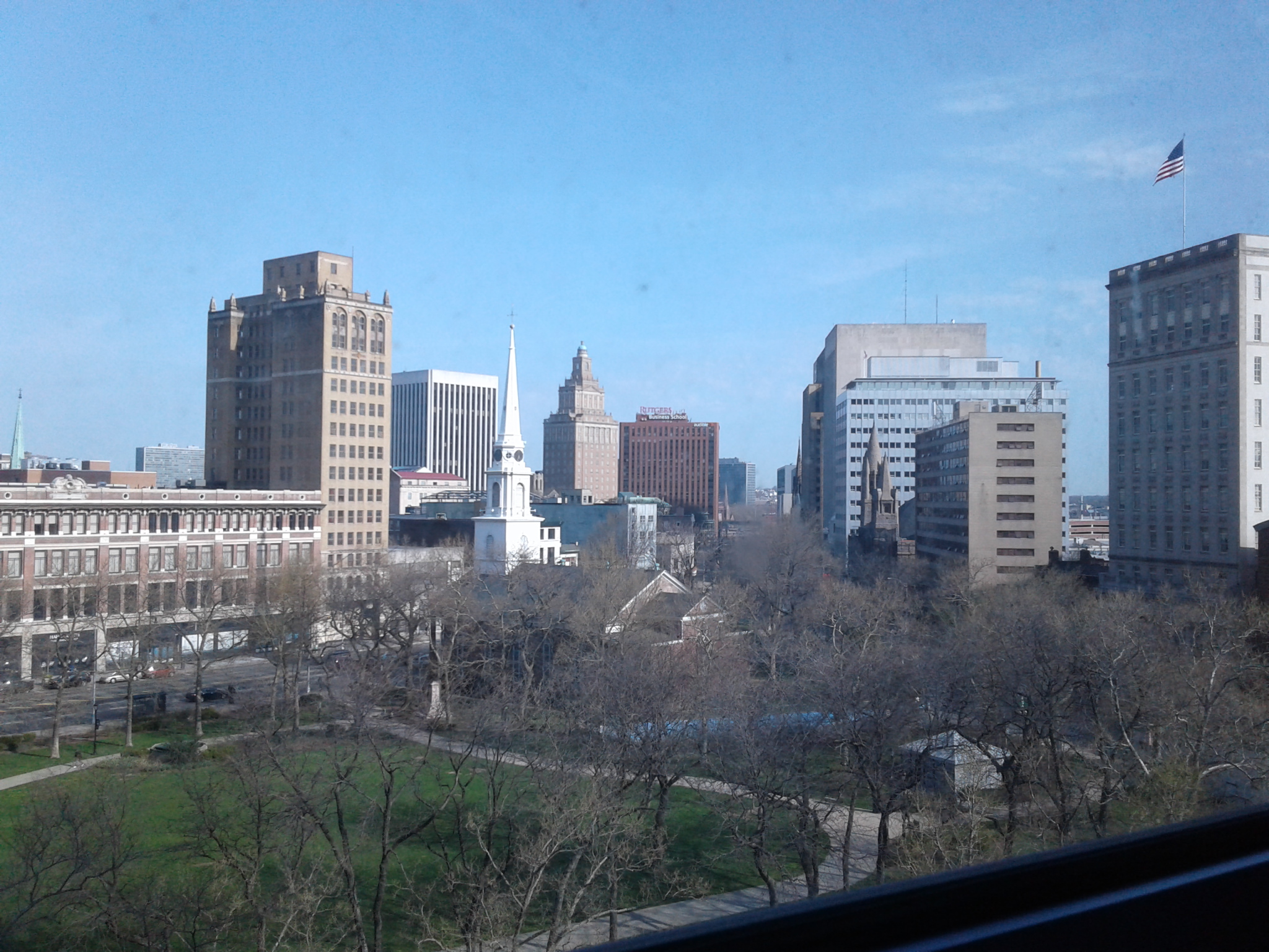 Newark skyline from a hotel near Military Park.