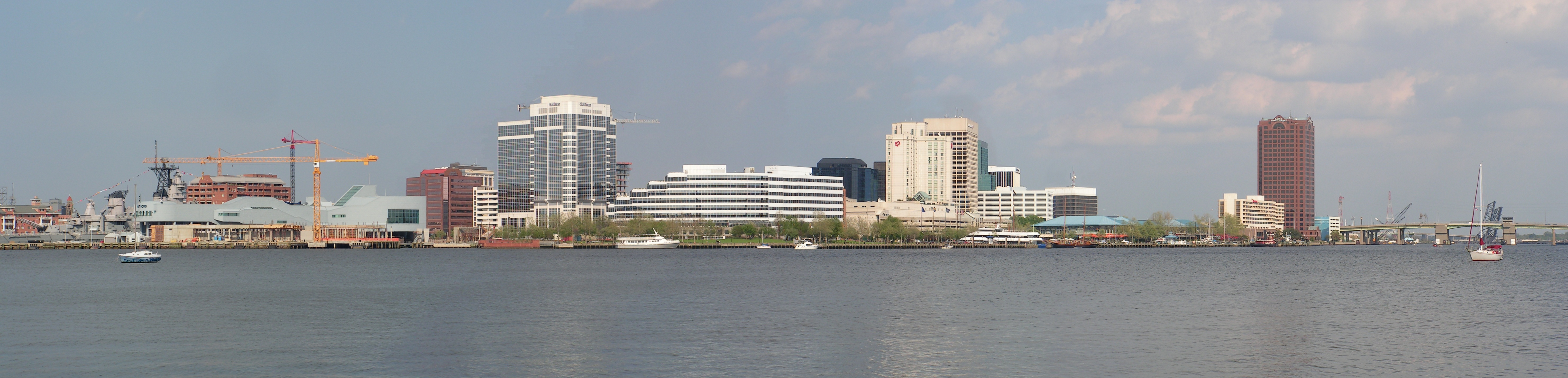 Norfolk skyline from Portsmouth Naval Hospital grounds in 2006.