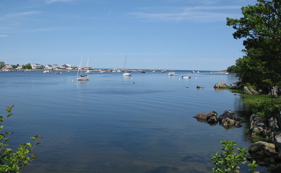 Saco River harbor from the University of New England campus in Biddeford.