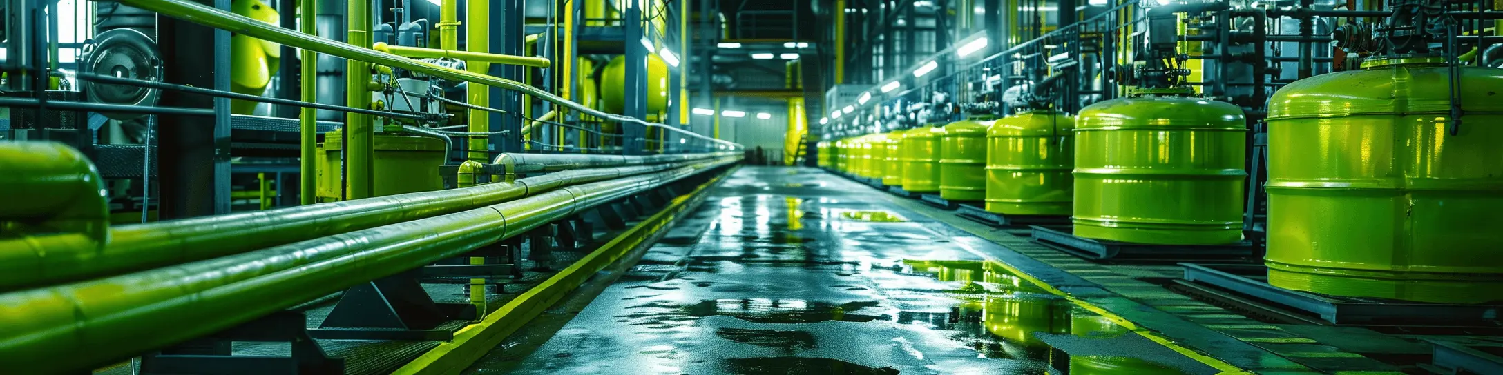 A factory filled with lots of green pipes