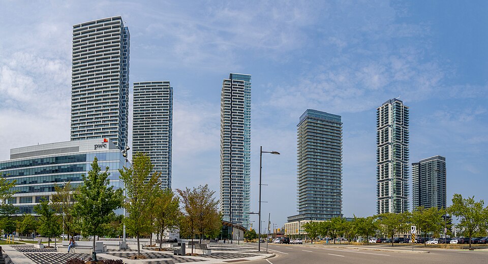 Vaughan Metropolitan Centre skyline in summer.