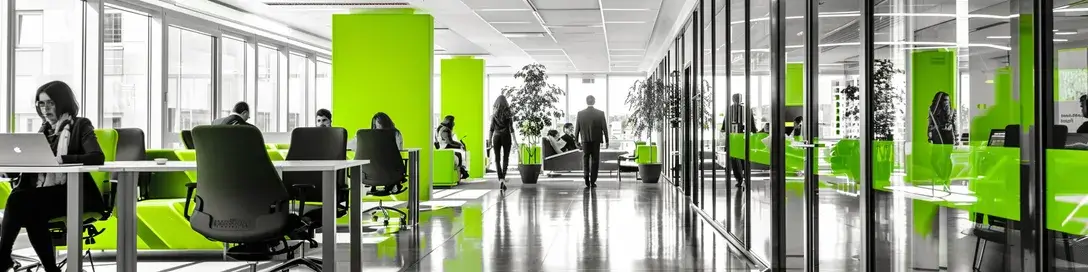 A room filled with lots of desks and chairs