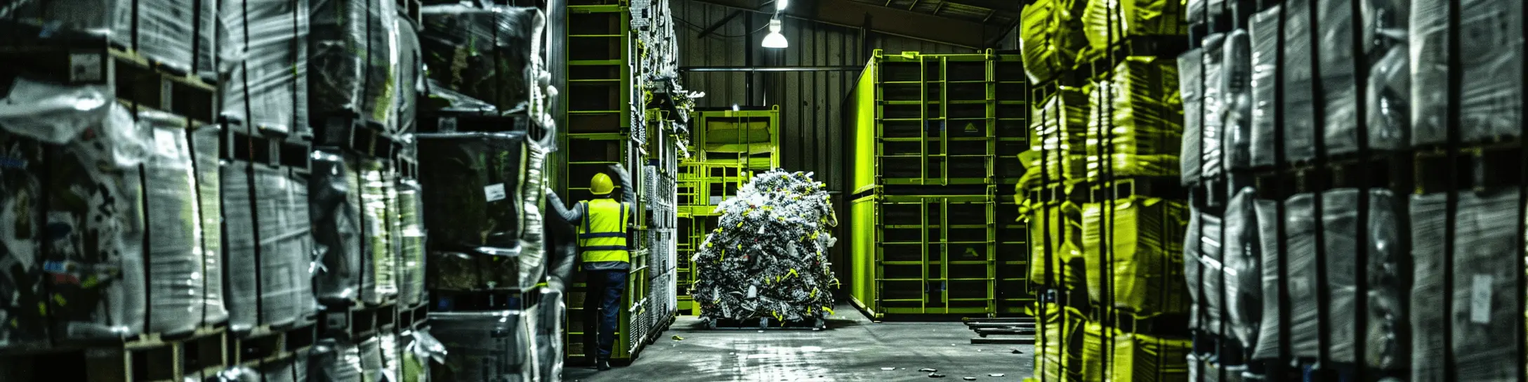 A warehouse filled with lots of yellow pallets