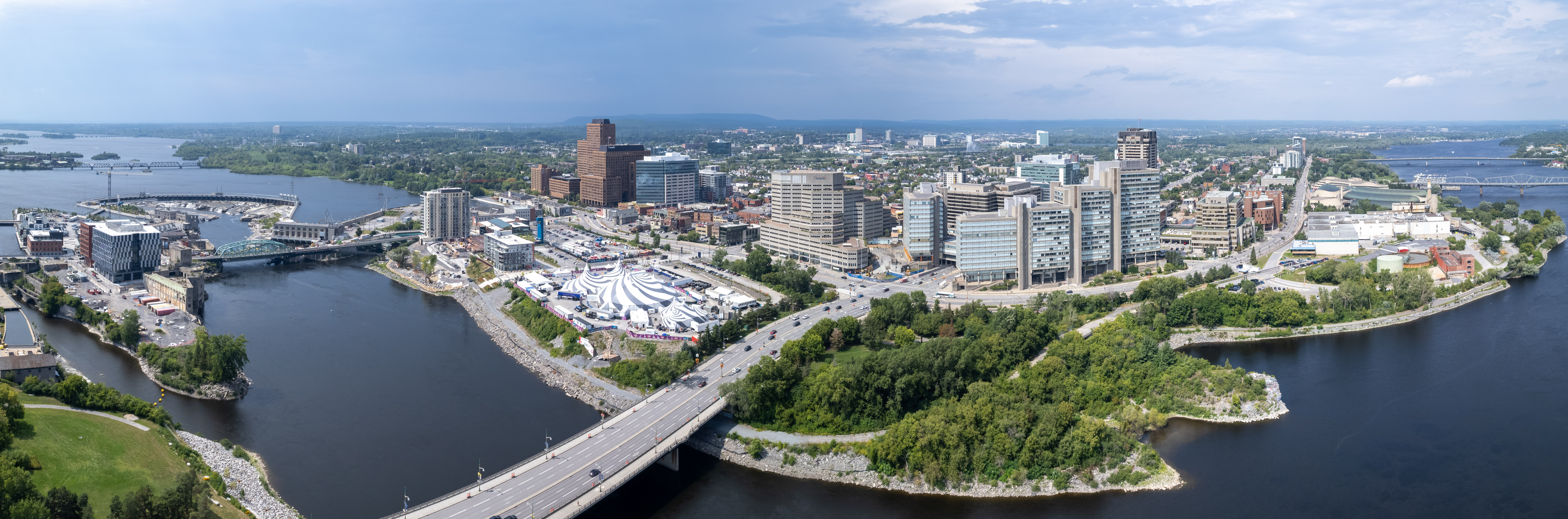 Zibi and Gatineau skyline in summer.