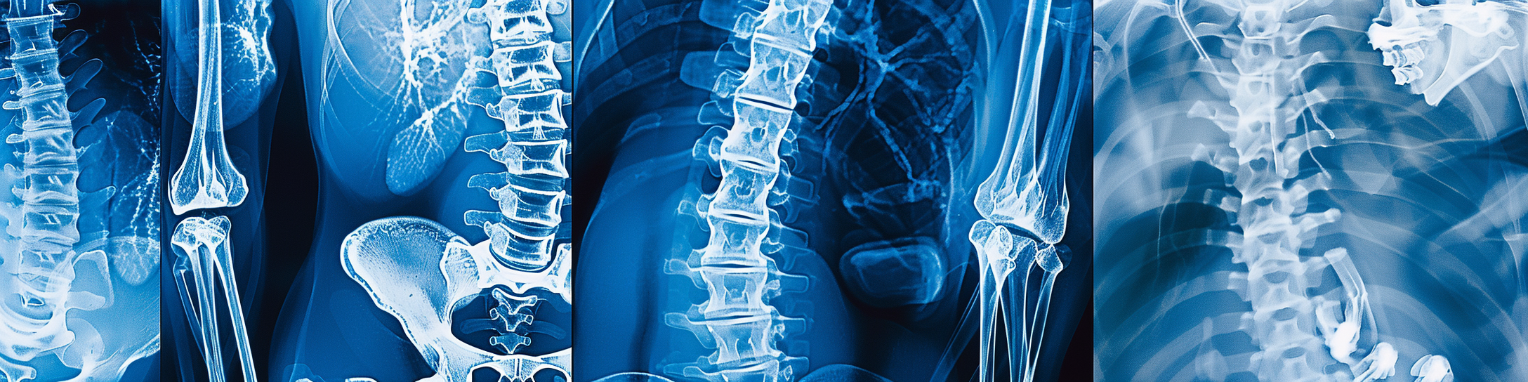 Montage of diagnostic X-ray images.