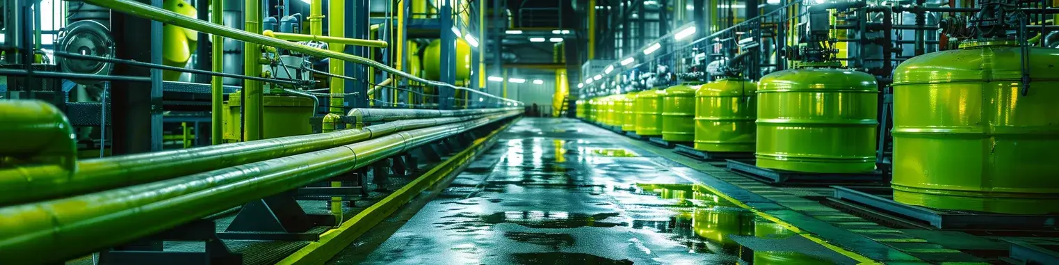 A factory filled with lots of green pipes