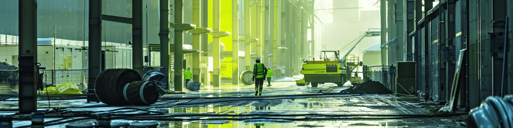 A man is standing in a large industrial area