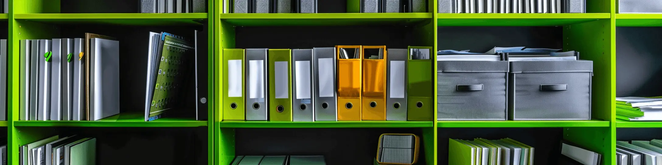 A green bookcase filled with lots of books